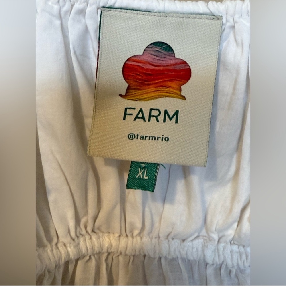 FARM Rio White Squared Neckline Long Sleeve Blouse Tassel Beaded NWOT XL - Picture 7 of 10